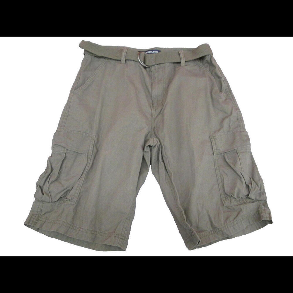 Calvin Klein Mens Size 30 Green Cotton Belted Cargo Shorts​